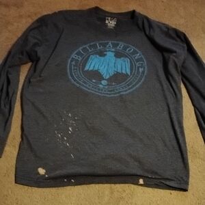 Vintage Y2K Distressed Billabong Men's Blue Long Sleeve Shirt